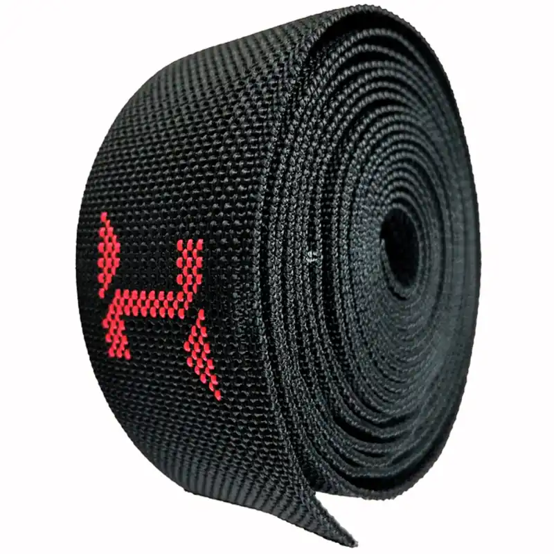 Neu Halcyon Austauschgurtband (Webbing) Farbe schwarz - rot, Länge Small ca. 10 ft / 3 m